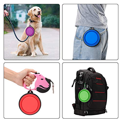 Pack of 2 Large Size Collapsible Dog Bowl, Food Grade Silicone BPA Free, with Carabiner Clip Foldable Expandable Cup Dish for Pet Cat Food Water Feeding Portable Travel Bowl (Blue & Red) - size: Pack of 2