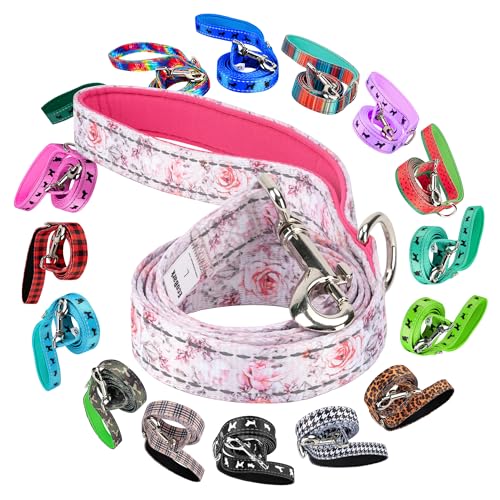 EcoBark Dog Leash - Soft & Reflective Comfort Leash with Padded Handle - Strong Durable Heavy Duty - Training and Pulling for Small, Medium or Large Dogs (Floral) - color: Floral, size: 4 ft x 1 in - Standard Width