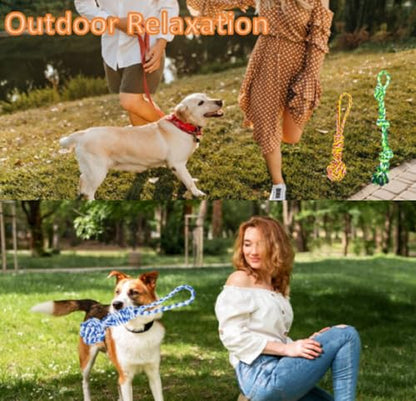 5PCS Spring Pole Dog Rope Toys, Dog Interactive Tether Tug of War Toy, Indoor Outdoor Bungee Hanging Toys, Dogs Tree Interactive Tether Pull & Tug of War Toy, Exercise Toy with Chew Rope for Dogs
