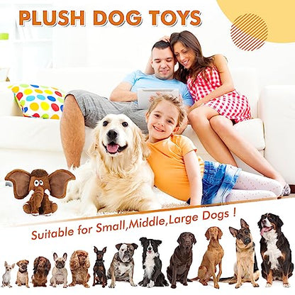 Letsmeet Interactive Plush Dog Squeaky Toys Fun Puppy Toy with Crinkle Paper for Interactive Chew and Play Beat Boredom with This Dog Puzzle Toy for Small Medium Large Dogs - style: Mammoth