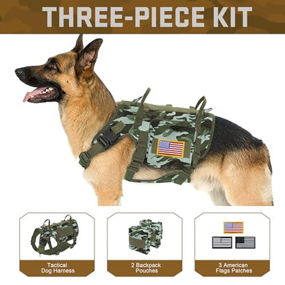 Dog Harness Medium Sized,Tactical Dog Harness with Handle,No Pull Military Style Service Dog Vest with Pockets Adjustable for Medium Large Dogs,Camouflage Green,Chest 15.5-25.5" - color: Camouflage Green, size: S:Chest 17-25",Fit 20-35lbs