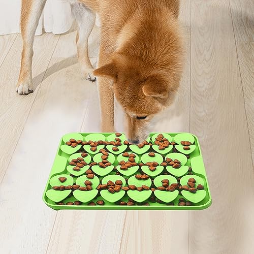 Small Silicone Snuffle Mat for Small Dog Puppy Cat Slow Down Eating,Slow Feeder Lick Mat for Dry Wet Food for Pet Training Smell,Encourages Natural Foraging Skill,Relieving Stress (Green) - color: Green-S (8.1x7.5in)