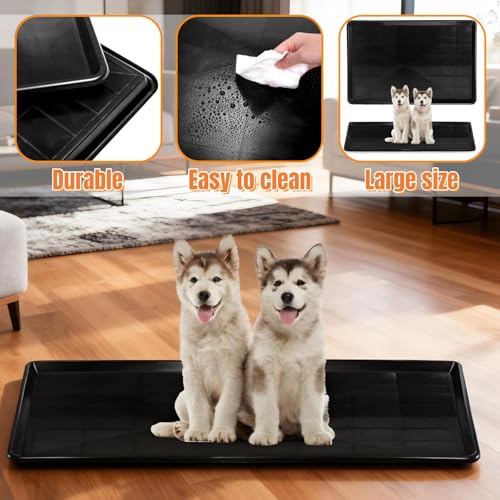 2 Pack Dog Crate Tray, 35.2" L x 23.2" W ChewProof Replacement Pan for Dog Crate, Large Plastic Bottom Pan Liner Drip Trays Pan for Pet Crates Kennels