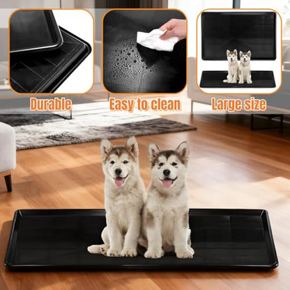 2 Pack Dog Crate Tray, 35.2" L x 23.2" W ChewProof Replacement Pan for Dog Crate, Large Plastic Bottom Pan Liner Drip Trays Pan for Pet Crates Kennels
