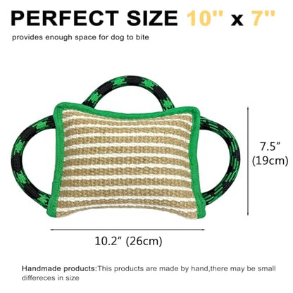 LWBMG Dog Rope Toys, Dog Jute Bite Pillow with 3 Strong Handles, Tug of War Dog Toy, Perfect Pull Toy for Medium Large Dogs Training Interactive Playing
