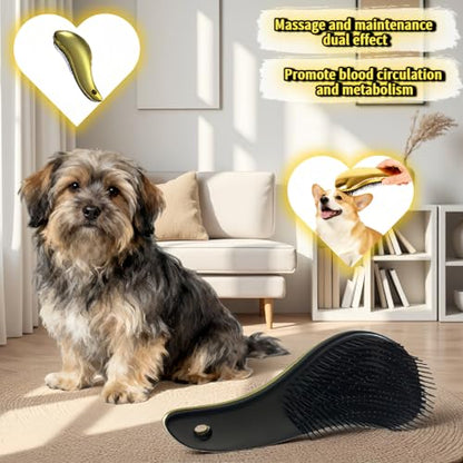 Pet Grooming Glove & Brush 2-in-1 - Gentle Deshedding, Detangling, and Massage for Cats/Dogs, Reduce Shedding & Hairballs, Wet/Dry Use，Ergonomic Massage Deshedding Tool