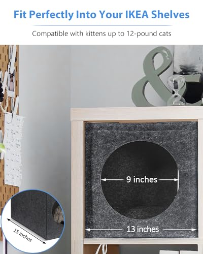 Cat Cave - 13 Inches Large House Hideout for Indoor Cats, Felt Bed With Pillow Inside, Cube Box, Cubby Covered Bed, Hut