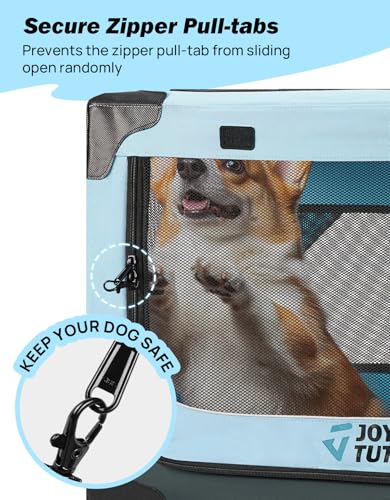 JOYTUTUS Pet Day Special, 26 Inch Collapsible Dog Crate, Steel Frame 8-Bar Foldable Soft Kennel, Portable Travel Crate for Medium Dog Up to 33lbs, Oxford Cat Carrier Fit for Car Travel Indoor Outdoor - size: S (26" L x 18" W x 18" H)