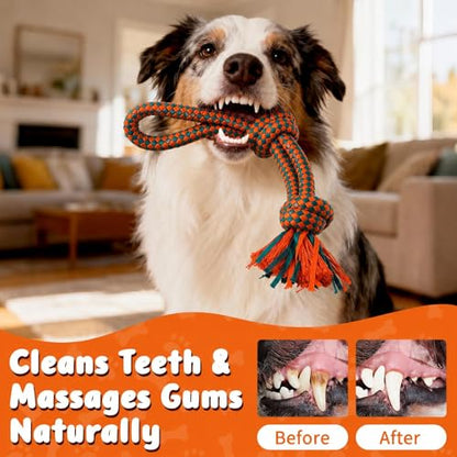 Interactive Dog Rope Toy for Large & Medium Dogs Durable Tug of War Toy for Training, Boredom Relief & Teeth Cleaning, Safe Ultra-Fiber Chew Toy for Daily Play (Small) - size: Medium