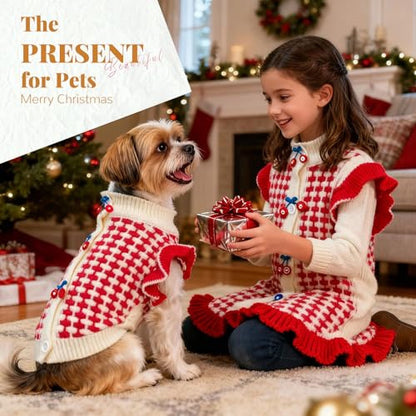 BAEJMJK Cute Cherry Small Dog Sweater Soft Girl Dog Cardigan Clothes Turtleneck Warm Pet Puppy Knitted Pullover Princess Dogs Cats Outfits(Red Cherry B,Medium) - color: Red Cherry B, size: Medium