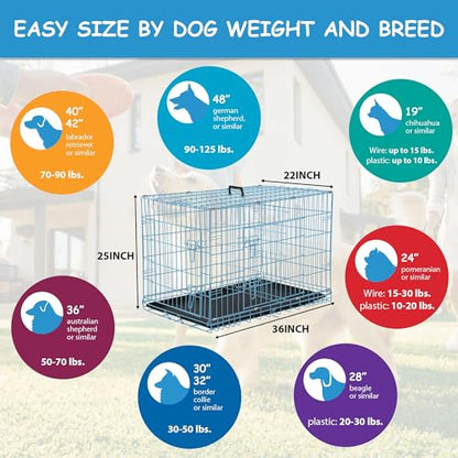 36 Inch Medium Dog Crate for Medium Dogs Durable Foldable Medium Dog Kennel Indoor, Double Door/Leak-Proof Removable Tray/Handle, for Shop/Home/Outdoor, Metal Dog Crate, 36 Inch Dog Crate Puppy Crate