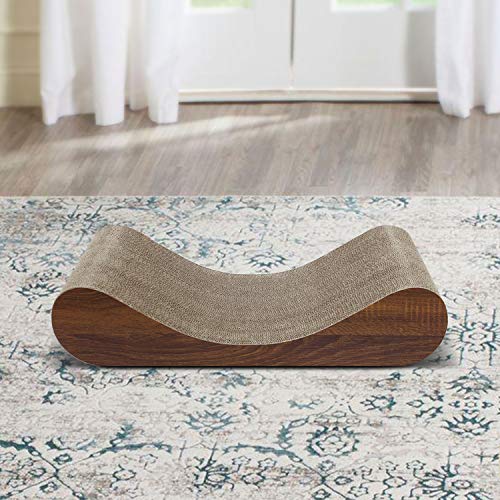 Simple Delxue Horizontal Cat Scratcher Pad, 23.6" Large Cat Scratcher Cardboard Lounge Bed, 100% Recyclable & Reversible Durable Cat Scratching Board - color: Bone Wood
