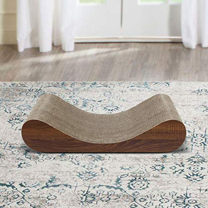 Simple Delxue Horizontal Cat Scratcher Pad, 23.6" Large Cat Scratcher Cardboard Lounge Bed, 100% Recyclable & Reversible Durable Cat Scratching Board - color: Bone Wood