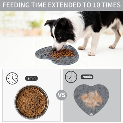 Cat & Dog Slow Feeder Puzzle Toy — Interactive Cat Puzzle Feeder Bowl, Dog Puzzle Feeder, Dog Lick Mat, Mental Stimulation Toy for Indoor Cats & Dogs, Anti-Gulp, Fun & Durable Heart Shape(Grey) - color: Grey