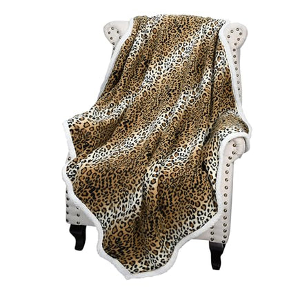 Catalonia Cheetah Sherpa Fleece Throw Blanket, Soft Mink Plush Couch Blanket, Fuzzy TV Bed Blanket, Fluffy Comfy Warm Heavy Throws, Comfort Caring Gift, 50x60 inches - color: Cheetah, size: 50"x60"