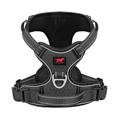 Tuff Pupper No Pull Easy Walk Dog Harness | Heavy Duty Pet Vest | Front & Back Leash Clips | Strong Safety Handle | Reflective Anti Pull Vest | Comfortable Padded Escape Proof Harness (X-Large, Black) - color: Epic Black, size: X-Large (Neck: 20-30" , Che
