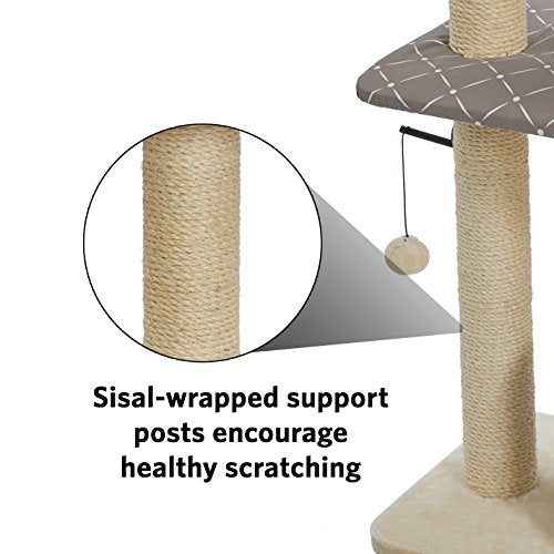 MidWest Homes for Pets Cat Tree | Tower Cat Furniture, 5-Tier Cat Tree w/Sisal Wrapped Support Scratching Posts & High Cat Look-Out Perch, Mushroom/Diamond Pattern, Large Cat Tree - size: Tower Cat Furniture, Mushroom Diamond Pattern