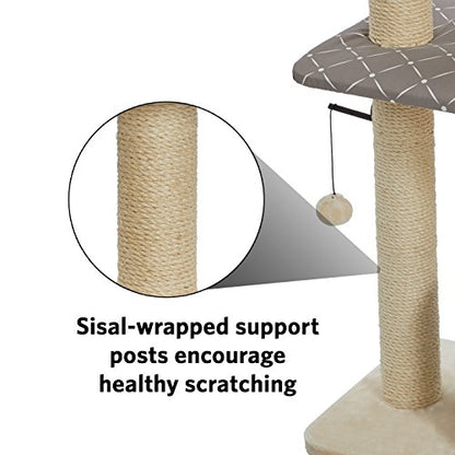 MidWest Homes for Pets Cat Tree | Tower Cat Furniture, 5-Tier Cat Tree w/Sisal Wrapped Support Scratching Posts & High Cat Look-Out Perch, Mushroom/Diamond Pattern, Large Cat Tree - size: Tower Cat Furniture, Mushroom Diamond Pattern