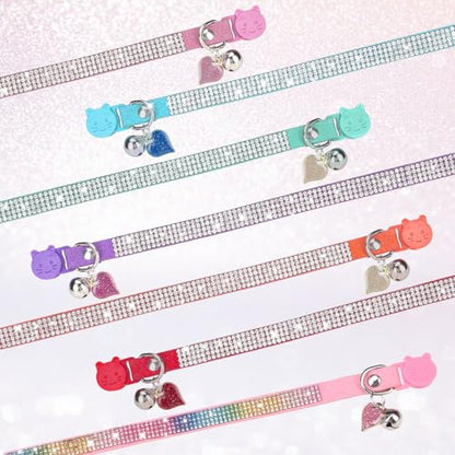 Rhinestone Cat Collar Breakaway with Bell, Diamond Cat Collar with Safety Buckle Quick Release for Girl Boy Small Kitten Pets Puppy,Cute Soft Female Male Cat Collars, Christmas 8-12" - color: Red-2 (1 Pack), size: 8"-12" Cats / Mini Dogs
