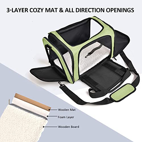 Henkelion Pet Carrier for Small Medium Cats Dogs Puppies up to 15 Lbs, Airline Approved Small Dog Carrier Soft Sided, Collapsible Travel Puppy Carrier - Green - color: Green, size: 17.0"L x 11.0"W x 11.0"H