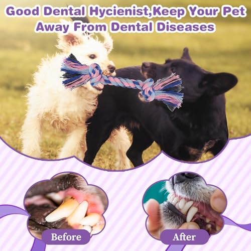 48 Pcs Dog Toys Bulk Chew Ropes Dental Cotton Puppy Toys Dog Chew Puppy Teething Toys 2 Knot Tug of War Toy for Aggressive Chewers Small and Medium Dogs Puppies (7.1 Inch)