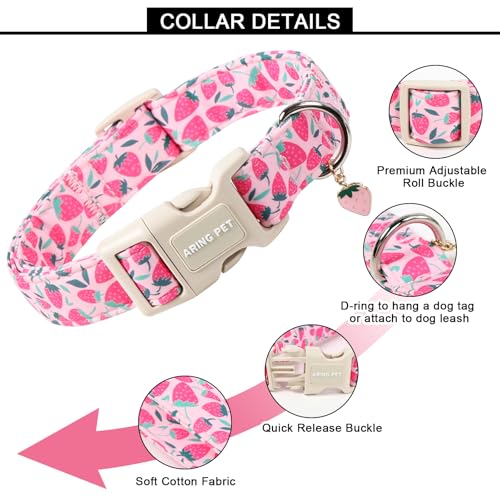 ARING PET Strawberry Dog Collar, Cute Spring Summer Pink Puppy Pet Collars for Small Medium Large Female Girl Dogs-XS - color: Strawberry Pink, size: X-Small