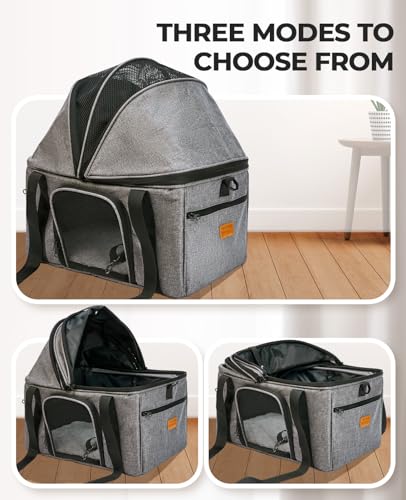 BurgeonNest Top-Expandable Large Cat Carrier, Soft-Sided Cat Bag for Medium & Large Cats Up to 25 lbs, Upgraded Small Dog Car Seat, Pet Travel Bag with Semi-Open Canopy - size: Large