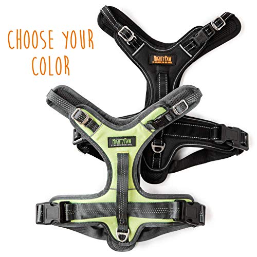 Mighty Paw Sport Harness 2.0 - Padded Canine Accessory - Adjustable Neck and Chest Straps - Enhanced Visibility with Reflective Stitching - Dog Padded Harness with Handle - Large - Green - color: Green