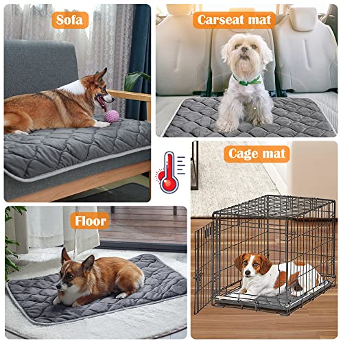 Self-Warming Cat Bed and Heating Mat - Thermal Pet Bed for Dogs and Cats - Crate Pad - color: Grey, size: 27.6"L x 18.8"W x 0.5"Th