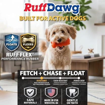 Ruff Dawg Gummy Bear Crunch Dog Toy – (1 pc) Assorted Colors – Loud Crinkle Rubber Fetch Toy with Treat Slot – Bouncy Ruff Flex Shell, Floats – Made in USA