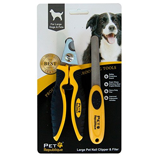 Pet Republique Dog Nail Clippers - Puppy, Large Bird Claws Nails Trimmer Tool – Sharp and Durable Angled Blades with Protective Guard - Size Large with Filer