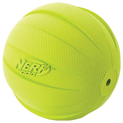 Nerf Dog Rubber Ball Dog Toy with Squeaker, Lightweight, Durable and Water Resistant, 4 Inch Diameter for Medium/Large Breeds, Single Unit, Green - color: Green, size: 1 Count (Pack of 1), style: Single