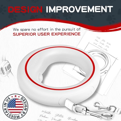 UFO Retractable Dog Leash Hands Free Wearable Laisse Chien with Poop Bag Holder One-Handed Brake Pause Lock 360° Tangle Free 10 ft Strong Nylon Tape Dog Leash for Up to 66lbs Medium Small Dogs - color: Red
