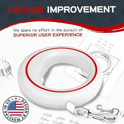 UFO Retractable Dog Leash Hands Free Wearable Laisse Chien with Poop Bag Holder One-Handed Brake Pause Lock 360° Tangle Free 10 ft Strong Nylon Tape Dog Leash for Up to 66lbs Medium Small Dogs - color: Red