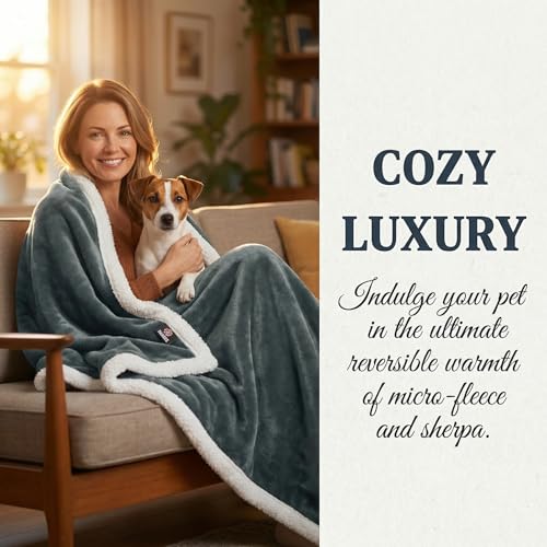 Dog Blankets for Large Dogs Grey, Soft Fluffy Fleece Pet Blankets for Couch, Sofa, Dog Beds, Car Seats, Creat, Washable, 50x60 inches - color: Grey & White