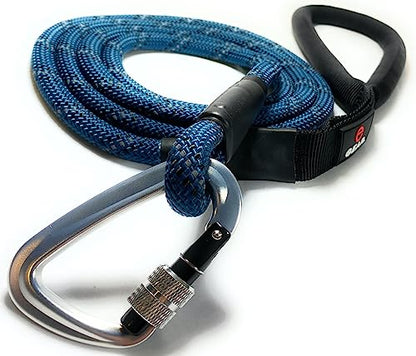 Heavy Duty Dog Leash with 1100LB Rated Locking Carabiner – 6FT Climbing-Inspired Reflective Rope Leash for Large & Medium Dogs that Pull – Padded Handle (Blue) - color: Blue