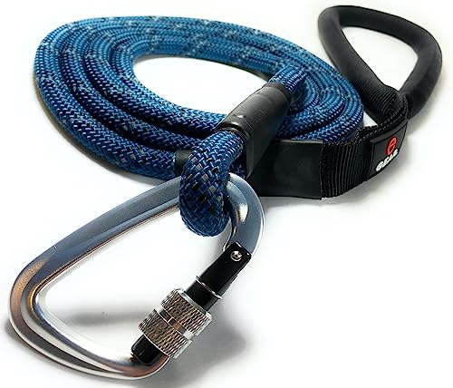Heavy Duty Dog Leash with 1100LB Rated Locking Carabiner – 6FT Climbing-Inspired Reflective Rope Leash for Large & Medium Dogs that Pull – Padded Handle (Blue) - color: Blue