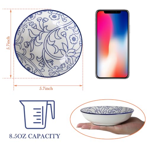 HAPPY KIT 2pcs Ceramic Cat Food Bowls for Indoor Cats Set,5.7 inch Colorful Cute Feeding Plate with Non Slip Mat,8.5oz Cat Dish/Dishes,Wide Shallow Bowl Whisker Friendl - color: Stamen&Line