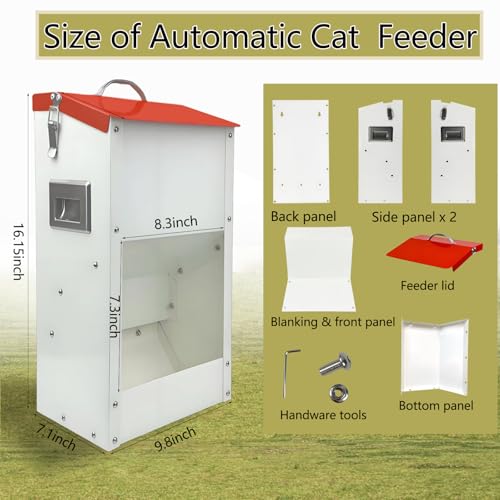 Gravity Automatic Cat Feeder Galvanized Small Animal Feeding Trough Food Dispenser for Cats Puppy 13L Outdoor Pets Feeder