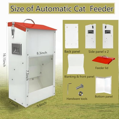Gravity Automatic Cat Feeder Galvanized Small Animal Feeding Trough Food Dispenser for Cats Puppy 13L Outdoor Pets Feeder
