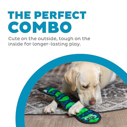 Outward Hound Durablez Large Snake Stuffing-Free Squeaky Plush Dog Toy for Puppies & Dogs - Interactive, Soft Yet Tough, No Mess, Jumbo Squeaker, Long-Lasting Play, 24.5 inch, Blue - color: Blue Snake, size: Large (Pack of 1)