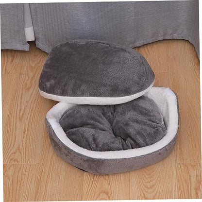 Warm Detachable Cat Bed House Cushion Cozy Half-Covered Sleeping Bag for Pets Grey Removable Cushion for Easy Cleaning for Use