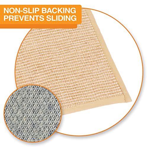 Neater Pets Jute Cat Litter Trapping Mat - Catches Spilled Litter Mess from Kitty Litter Box to Protect Floors, Soft on Cats Paws, Anti-Skid Backing, Easy to Clean, Beige, 24" x 36" - color: Beige
