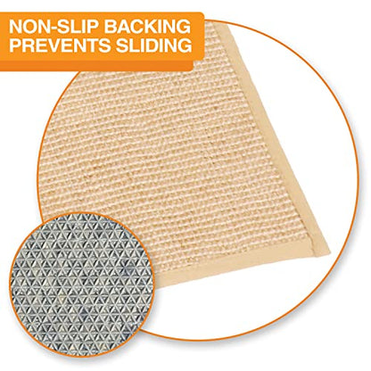 Neater Pets Jute Cat Litter Trapping Mat - Catches Spilled Litter Mess from Kitty Litter Box to Protect Floors, Soft on Cats Paws, Anti-Skid Backing, Easy to Clean, Beige, 24" x 36" - color: Beige