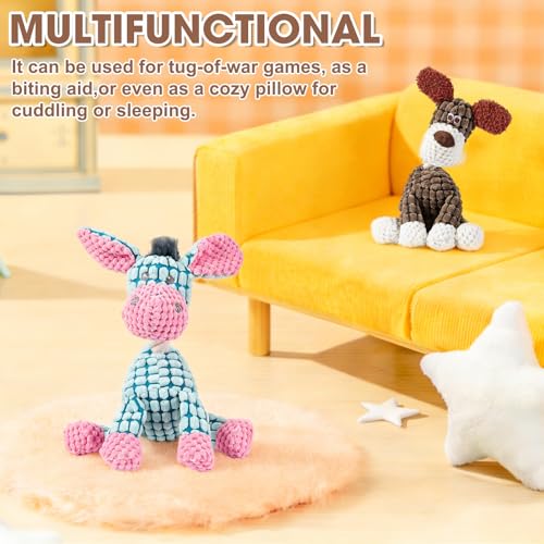 Indestructible Dog Toys,New Dog Toys for Aggressive Chewers,Squeaky Durable Chew Toy for Indoor Pups Teething,Puppy Teething Toys (Blue Donkey) - color: Blue Donkey