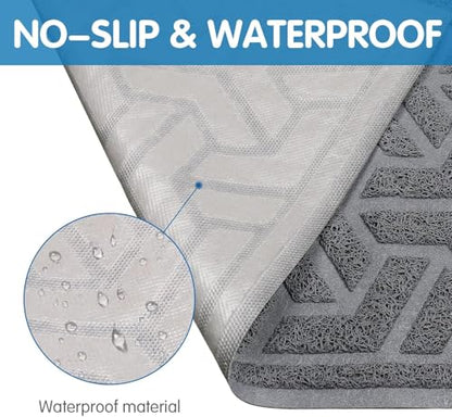 UPSKY Cat Litter Mat, Litter Trapping Mat Soft on Kitty Paws, Large Litter Box Mat 35" x 24" Scatter Control for Indoor Cats Waterproof and Extra Large Pretty Litters Carpet - color: A-Gray