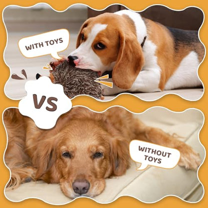 Pilipane Plush Dog Toy, Hedgehog Dog Squeaky Toy, Soft Animal Plush Dog Toothbrush Chew Toy, Interactive Squeaky Hide and Seek Plush Dog Toy, Stuffed Biting Training Playing Toys for Pet Puppy Chewers