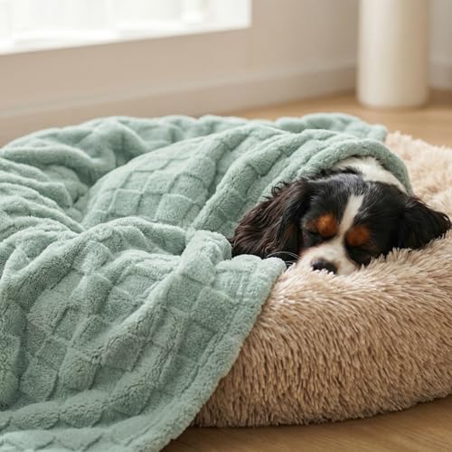 David's Home Large Dog Blankets Washable Pet Bed Cover Twin Size, Soft Fluffy Fuzzy Cat Puppy Blanket with Premium 300GSM Fleece for Pet Kitten Doggy, Aqua Gray, 66 * 90" - color: Aqua Gray, size: Twin