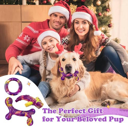 Furdog Indestructible Dog Toy 3Pack, Dog Chew Toys for Aggressive Chewers, Tough Dog Toys to Keep Them Busy for Medium Large Breed, Bacon Flavor (Purple) - color: Purple