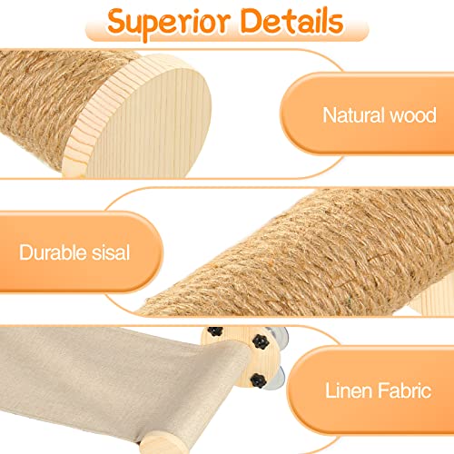 Calmbee Cat Window Perch with Step for Indoor Cat, Cat Hammock for Window with Suction Cups, Window Cat Bed and Cat Scratching Post for Indoor Cats, Cat Perch Window Mounted for Cats Inside